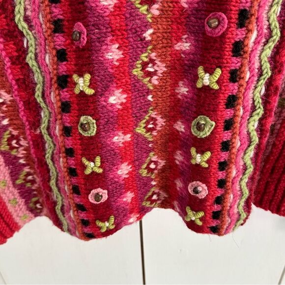 Newari Wool Cardi Sweater Sz S/M Multicolor Hippie Boho Nepal Iceland - Picture 7 of 8